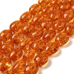 Fili di perline di ambra imitazione resina, ovale, corallo, 15.5~16.5x12.5~13x9~10mm, Foro: 0.7 mm, circa 25pcs/filo, 15.94'' (40.5 cm)
