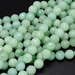 Brins de perles synthétiques en jade du Myanmar (verre), facette, 6mm, Trou: 1mm, Environ 65 pcs/chapelet, 16 pouce