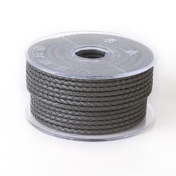 Cordón trenzado de cuero, cable de la joya de cuero, material de toma de diy joyas, gris, 3mm, alrededor de 54.68 yarda (50 m) / rollo