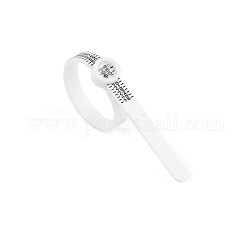 Herramienta de medición del tamaño del anillo de la ue de plástico, cinturón medidor de dedos con lupa, blanco, 11.5x0.5x0.2 cm