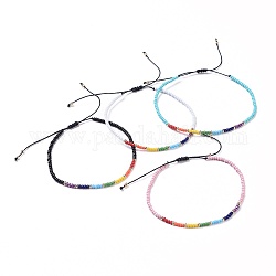 Chakra-Schmuck, Nylonfaden geflochtene Perlen Armbänder, mit Glasperlen, Mischfarbe, 46~75 mm