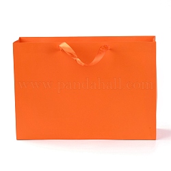 Sacs en papier rectangle, avec poignées, pour sacs-cadeaux et sacs à provisions, rouge-orange, 28x40x0.6 cm