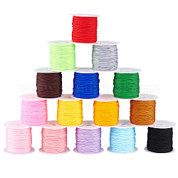 Pandahall Elite 15 рулон 15 цвета нейлоновый китайский шнур для вязания, DIY материал для изготовления ювелирных изделий, разноцветные, 0.8 мм, около 21.87 ярда (20 м) / рулон, 1 рулон / цвет