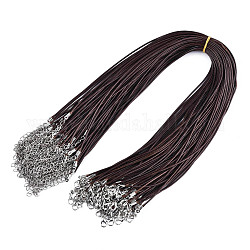 Gewachsten Baumwollkordel bildende Halskette, mit Alu-Karabiner Schnallen und Eisenketten Ende, Platin Farbe, Kaffee, 17.12 Zoll (43.5 cm), 1.5 mm
