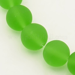 Handmade Frosted Lampwork Round Beads Strands, Lime Green, 14mm, Hole: 2mm, about 22pcs/strand, 11.41inch