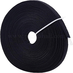 Ruban de coton plat, accessoires de couture de vêtement, noir, 3/8 pouce (11 mm), environ 16.40 yards (15 m)/rouleau