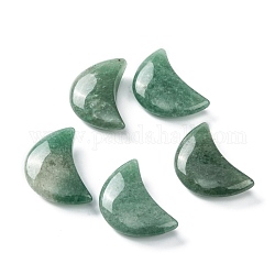 Perles vertes en aventurine naturelles, pas de trous / non percés, pour création de fil enroulé pendentif , lune, 34~35x22x7~10mm