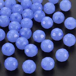 Perline acrilico jelly imitato, sfaccettato, tondo, blu ardesia medio, 12x11.5mm, Foro: 1.8 mm, circa 560pcs/500g