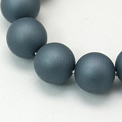 Shell Pearl Beads Strands, Frosted, Round, Slate Gray, 10mm, Hole: 1mm, about 42pcs/strand,  16.5 inch