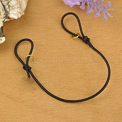 Création de bracelet en cordon élastique, avec anneaux de jonction en fer, réglable, noir, 130mm