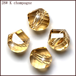 Perles d'imitation cristal autrichien, grade AAA, facette, polygone, or, 8mm, Trou: 0.9~1mm