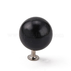 Rivets imitation perles abs, avec accessoire en fer, ronde, noir, 12mm, Trou: 1.4mm, tige de fer: 5x4mm, pin: 1.5 mm