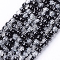 Crackle Glass Beads Strands, Round, Black, 4mm, Hole: 1.1~1.3mm, about 200pcs/strand, 31.4 inch