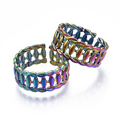 304 anillo de acero inoxidable con forma de cuerda torcida., Anillo abierto de color arcoíris para mujer., nosotros tamaño 9 (18.9 mm)