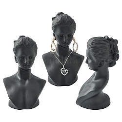 Plástico estereoscópica de display collar de la joya bustos, negro, 200x130mm