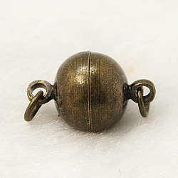 Латунные магнитные застежки, без никеля , круглые, античная бронза, 16x10 мм, отверстие : 2 мм
