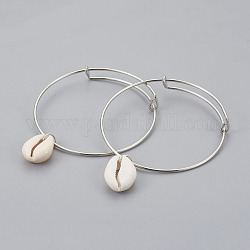 Bracelets réglables en fer, avec des perles de cauris, couleur de coquillage, 2-1/2 pouce (6.3 cm)