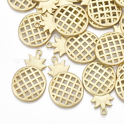 Smooth Surface Alloy Pendants, Pineapple, Matte Gold Color, 33x20.5x3.5mm, Hole: 1.8mm