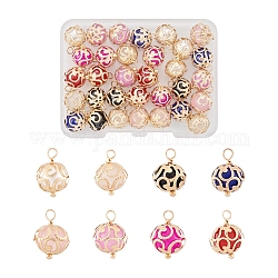 Craftdady 32 piezas 8 colores abs plástico perlas de imitación encantos, con fornituras claros en latón dorado, redondo, color mezclado, 13.5~14x9mm, agujero: 2 mm, 4 piezas / color