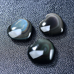 Liebe Herz Palm Handschmeichler, natürliche Obsidian-Reiki-Energiestein-Displaydekorationen, für Zuhause Feng Shui Ornament, 25~30x28~30x10~12 mm
