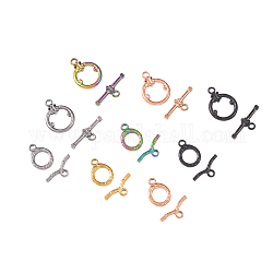Vacuum Plating 304 Stainless Steel Toggle Clasps, Ring, Mixed Color, 9sets/box