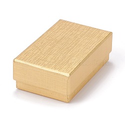 Cardboard Gift Box Jewelry  Boxes, for Necklace, Bracelets, with Black Sponge Inside, Rectangle, Gold, 8.3x5.2x2.9cm