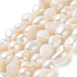 Naturales keshi abalorios de perlas hebras, perla cultivada de agua dulce, perlas barrocas, dos caras pulidas, grado 2a+, color de concha, 9~12x8~9x9~10mm, agujero: 0.7 mm, aproximamente 36~39 pcs / cadena, 13.98'' (35.5~36.5 cm)