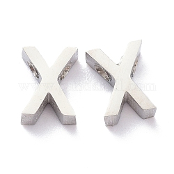 304 charms in acciaio inox, alfabeto, colore acciaio inossidabile, letter.x, 8x6x3mm, Foro: 1.8 mm