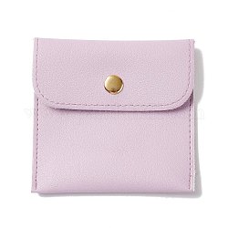 PU Imitation Leather Jewelry Storage Bags, with Golden Tone Snap Buttons, Square, Thistle, 7.9x8x0.75cm