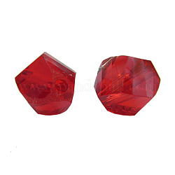 Red Faceted Glass Crystal Beads, about 8mm wide, 8mm long, hole: 1.5mm
