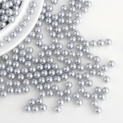 Imitation Pearl Acrylic Beads, No Hole, Round, Gray, 10mm, about 1000pcs/bag