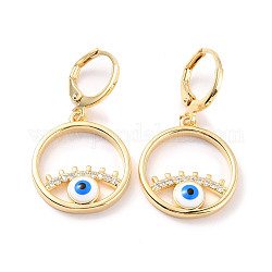 Кольцо с эмалью и серебристым глазом, настоящие 18-каратные позолоченные латунные украшения для женщин, без кадмия и без свинца, синие, 33.5 мм, штифты : 0.8 мм