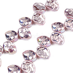 Fili di perle di plastica imitazione perla abs, ab colore placcato, pepite, salmone scuro, 15.5x12x6mm, Foro: 0.9 mm, circa 36pcs/filo, 14.57 pollice (37 cm)