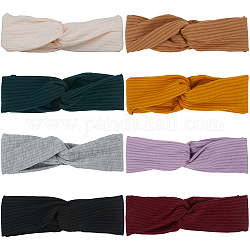 Gorgecraft 8 fascia in tessuto di 8 colori, accessori per capelli a croce larga per ragazze e donne, colore misto, 500x20~70x2~8.5mm, 1pc / color