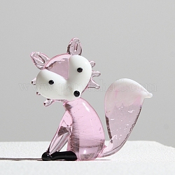 Handgefertigte 3D-Fuchsfiguren aus Bunte Malerei, für die Desktop-Dekoration zu Hause, rosa, 57x17x58 mm