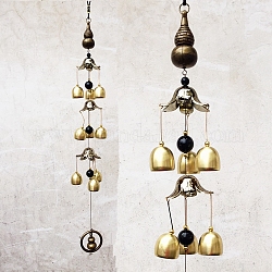 Gourd Alloy Wind Chime, Home Feng Shui Hanging Decoration, Antique Bronze, 650mm