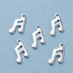 201 charms in acciaio inox, nota musicale, argento, 12x7.5x1mm, Foro: 1 mm