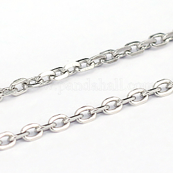 Chaînes de câbles en 304 acier inoxydable, chaînes de coupe de diamant, soudé, facette, ovale, couleur inoxydable, 3x2x0.6mm