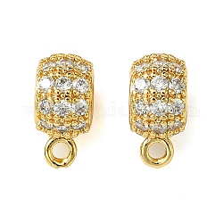 Brass Brass Micro Pave Cubic Zirconia Tube Bails, Loop Bails, Column, Real 18K Gold Plated, 12x6x9mm, Hole: 1.6mm, Inner Diameter: 4.5mm