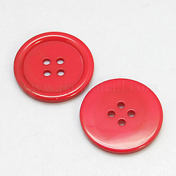 Botones de resina, teñido, plano y redondo, rojo, 15x2.5mm, agujero: 2 mm, 395 unidades / bolsa