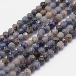 Chapelets de perles en pierre gemme de saphir naturel, facette, ronde, grade AB, 2mm, Trou: 0.5mm, Environ 178 pcs/chapelet, 15.3 pouce (39 cm)