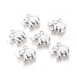 Tibetan Style Alloy Pendants, Elephant, Antique Silver, Lead Free & Cadmium Free, 21x18x5mm, Hole: 2.5mm