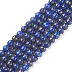 Abalorios de lapislázuli naturales hebras, Grado A, redondo, 6mm, agujero: 1 mm, aproximamente 62 pcs / cadena, 15 pulgada