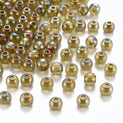Transparente Acryl Perlen, ab Farbe plattiert, Runde, dunkelgolden, 6x5 mm, Bohrung: 1.8 mm, ca. 4400 Stk. / 500 g