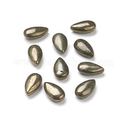 Natürliche Pyrit Perlen, kein Loch / ungekratzt, Träne, 14x7.5~8x4.5~5 mm