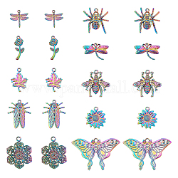 Подвески из сплава chgcraft 20шт 10 стиля, пчелы и цикады и паук, Радуга цветов, 16~32x9.5~47x1.5~5 мм, отверстие : 1.2~2.5 мм, 2шт / стиль