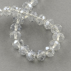 Electroplate Glass Bead Strands, Faceted Rondelle, Gainsboro, 4x3mm, Hole: 1mm, about 150pcs/strand