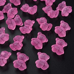 Abalorios de acrílico transparentes, esmerilado, oso, de color rosa oscuro, 18.5x15.5x11mm, agujero: 2.5 mm, aproximamente 330 unidades / 500 g