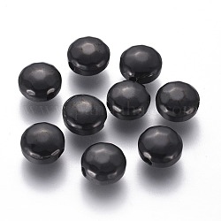 Perles en 304 acier inoxydable, facette, plat rond, électrophorèse noir, 8.5x4.5mm, Trou: 1.8mm