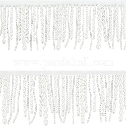 Benecreat trin mit perlen aus kunststoff, Kleidung Accessoires Dekoration, Quaste, weiß, 54~67x8 mm, 1 Yard/Karton